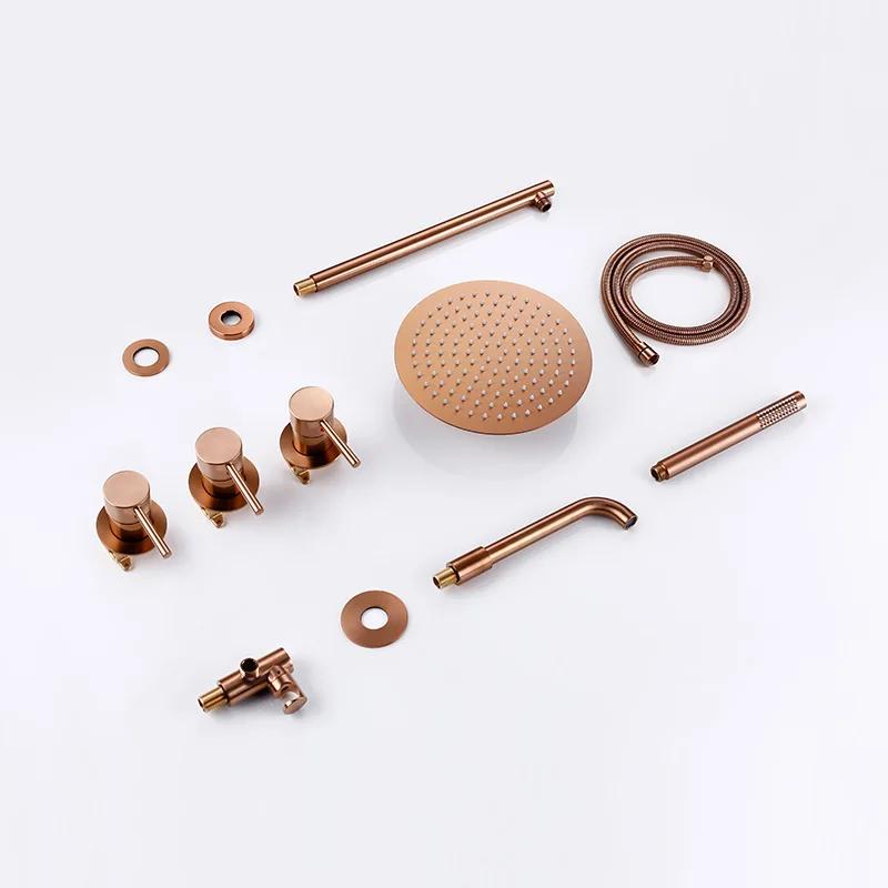 Bathroom Shower Faucet Set Bathroom Mixer Tap Bathtub With Brass Rainfall Headshower Handshower Hot Cold Spout 3 Way Diverter