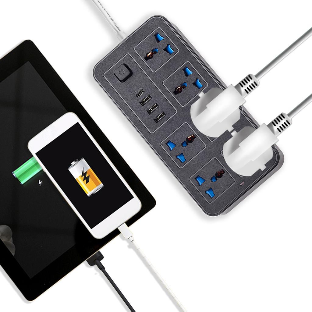 Power Strip With 6 AC Sockets & 3 USB 1 Type C Port 6FT Extension Cord Protector for Home Office Dorm Power Button