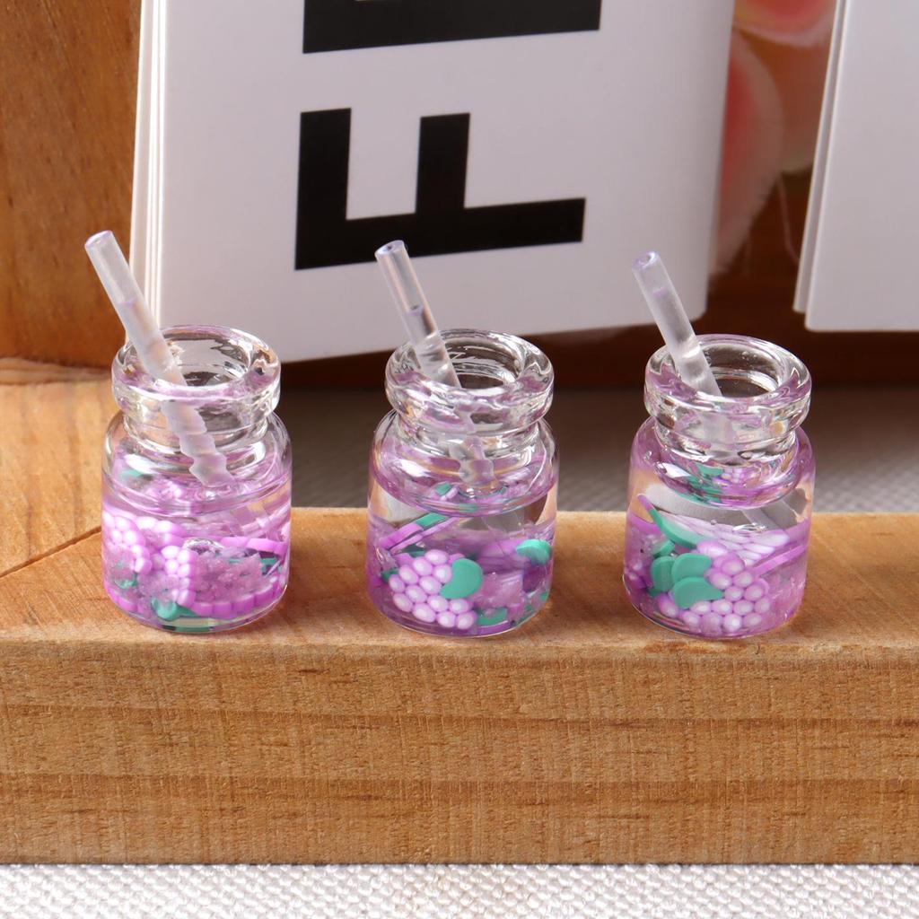 Ręcznie robione miniatury jedzenia i napojów do domku dla lalek: Ciasto, Sok, Talerze