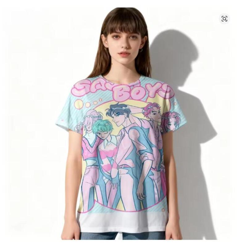 

Women s Summer KPop Demon Hunters Graphic Tee Stylish Streetwear T-Shirt with Rum Mira Zoey Character Prints Trendy Casual 6XL