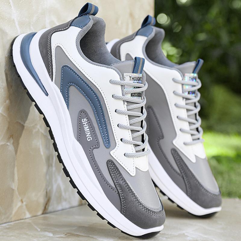 Men's shoes spring and summer sports shoes men's 2026 new leather waterproof and non-slip black casual shoes men's running dad shoes