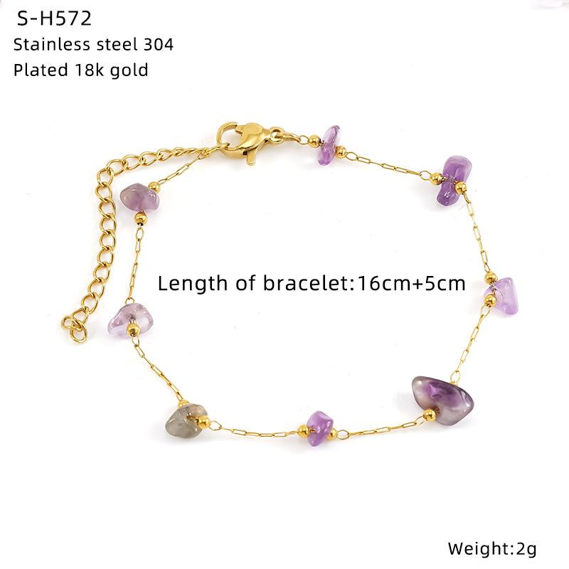 Titanium Steel Glazed Bead Pearl Bracelet, Sweet Crystal Natural Stone Colored Jewelry, High Sense Of Personality