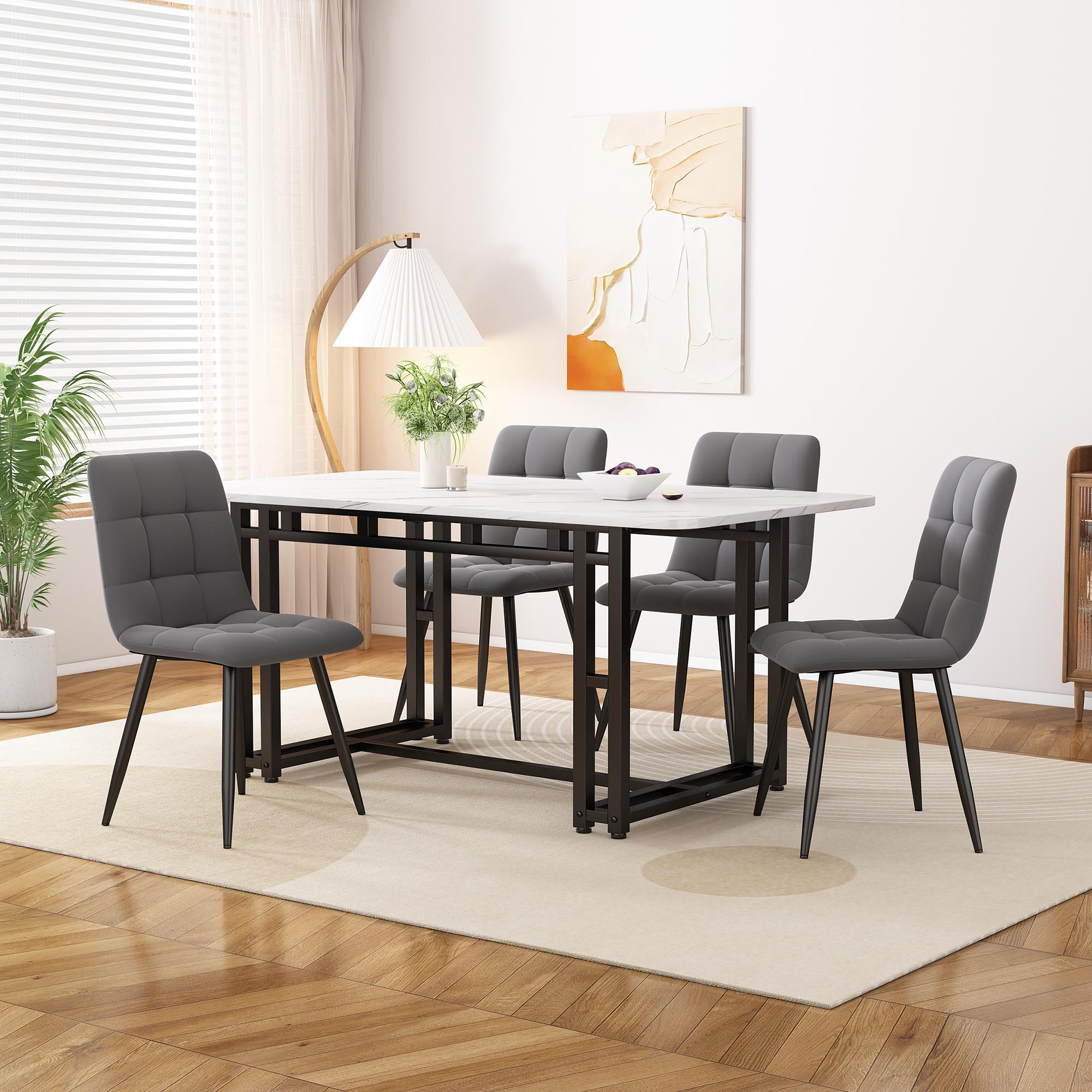 120x70cm Black Dining Table with 4