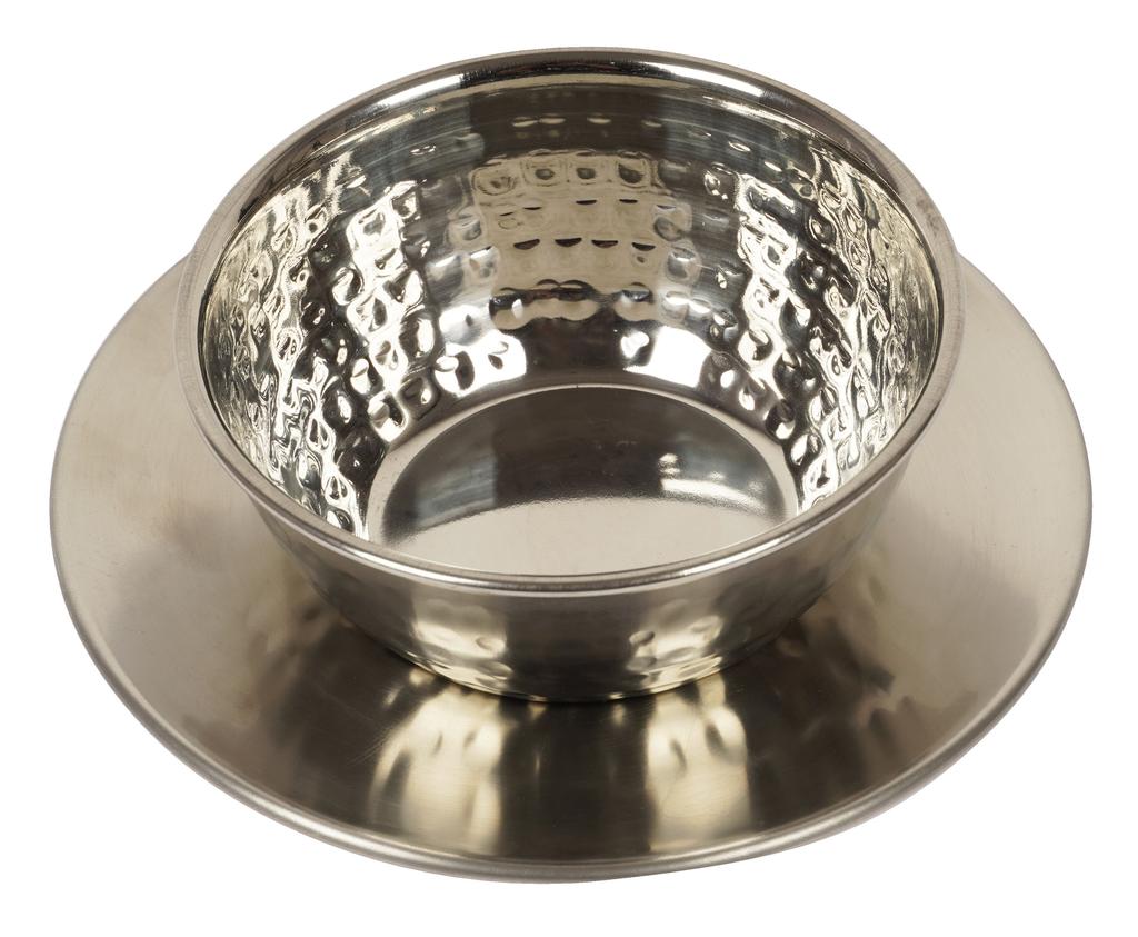Trifri Edelstahl Mini Saucenschälchen Runde Suppenschüssel mit Teller Asiatisches Essen Edelstahl Geschirr Set 2-teilig