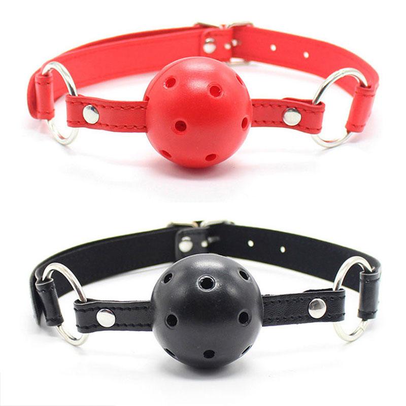 4 Colors Faux Leather Mouth Gag Adjustable Plastic Ball Adult Flirting Fetish Roleplay Game Props Couples BDSM Bondage Sex