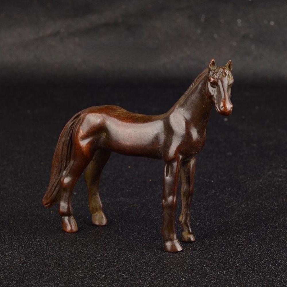 Antyczne metalowe figurki koni z długim ogonem, miniatury, ozdoby Feng Shui, miniaturowe zwierzęta zodiaku, dekoracja stołu