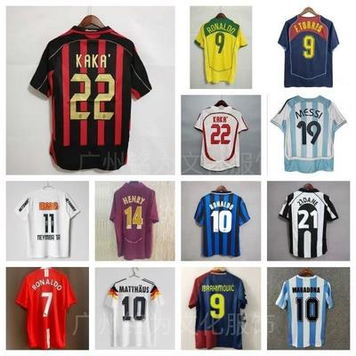 Maglia da Calcio Retrò Vintage AC Milan Arsenal Portogallo Brasile Croazia Germania Santos Abbigliamento per tifosi