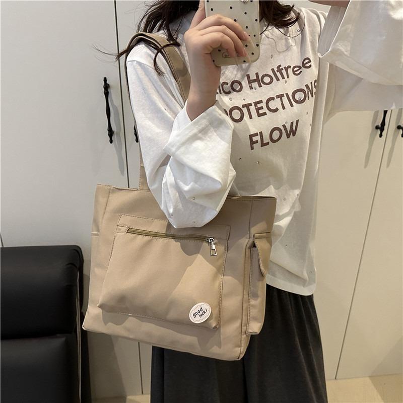 Lazy Literary Cloth Bag Solid Color Casual College Student Class Commuting Versatile Large Capacity Portable Shoulder Armpit Bag Female