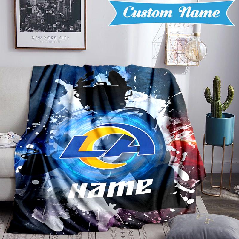 Custom Name Rams Fan Gear USA Blanket Lightweight Ideal Bedding Blanket Perfect for Travel, Camping, Living Rooms, Sofas, Christmas Gift