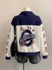 Women's sports style jersey all-over printed long-sleeved zipper sweatshirt