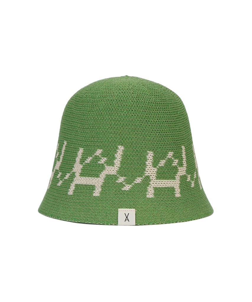 Bajal Va Digital Logo Jacquard Summer Bucket Hat Green