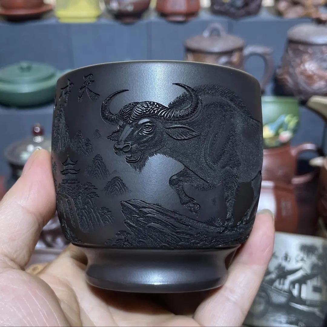 

200ml Yixing Purple Clay niu Qi Chong Tian Teacup Creative Tea Bowl Cute Cup Tea-tasting Personal Cup Chazhan Master Cups Gift