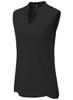 YSENTO Sleeveless Stretch Top for and UPF Summer Size L Women's V-Neck Shirt, Golf, Running, Sportswear, Tennis, 50+, Wear, Black,