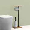 Strong Floor Standing Toilet Paper Owner Natural Wood Bathroom Tissue Storage Planner with Removable Shelf for Home Deck