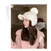 Cappello da donna autunnale e invernale caldo e resistente al freddo in maglia di filato con velluto spesso e protezione antivento per le orecchie, berretto a becco d'anatra