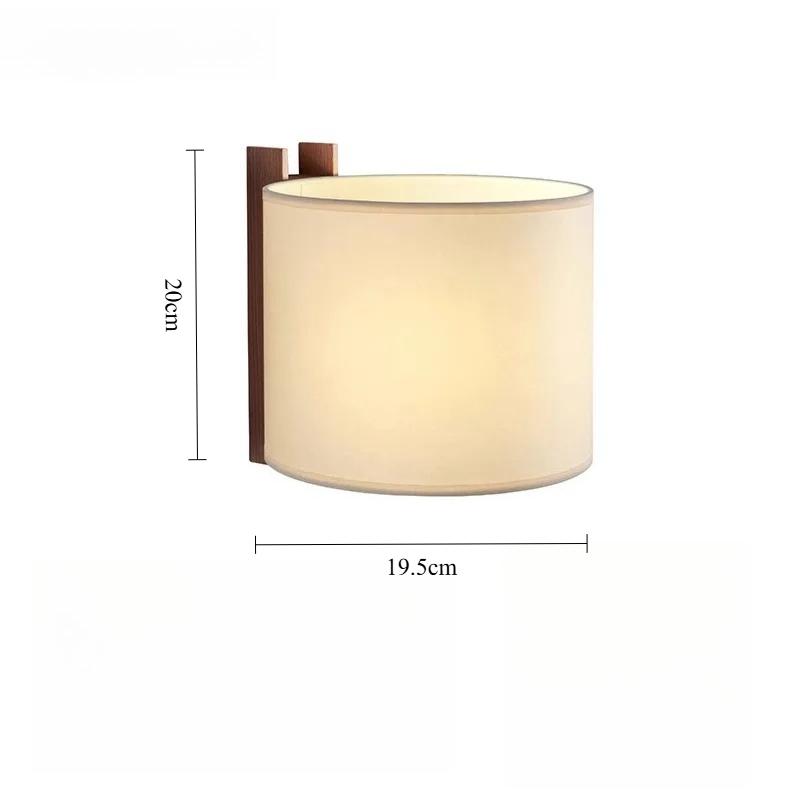 

European-style New LED Wood Wall Lamp Fabric Lampshade Bedroom Bedside Lamp Living Room Dining Room Corridor Study Lighting warm light