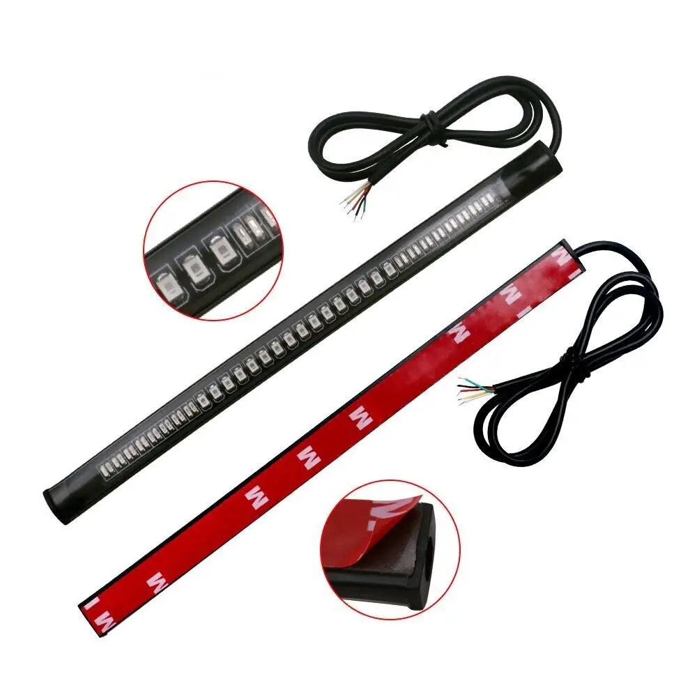 1pc Strip Light for Motorcycle  Flexible 48 LED Tail Light Turn Signal Dual Color Rear Brake Stop Bulb Lamp