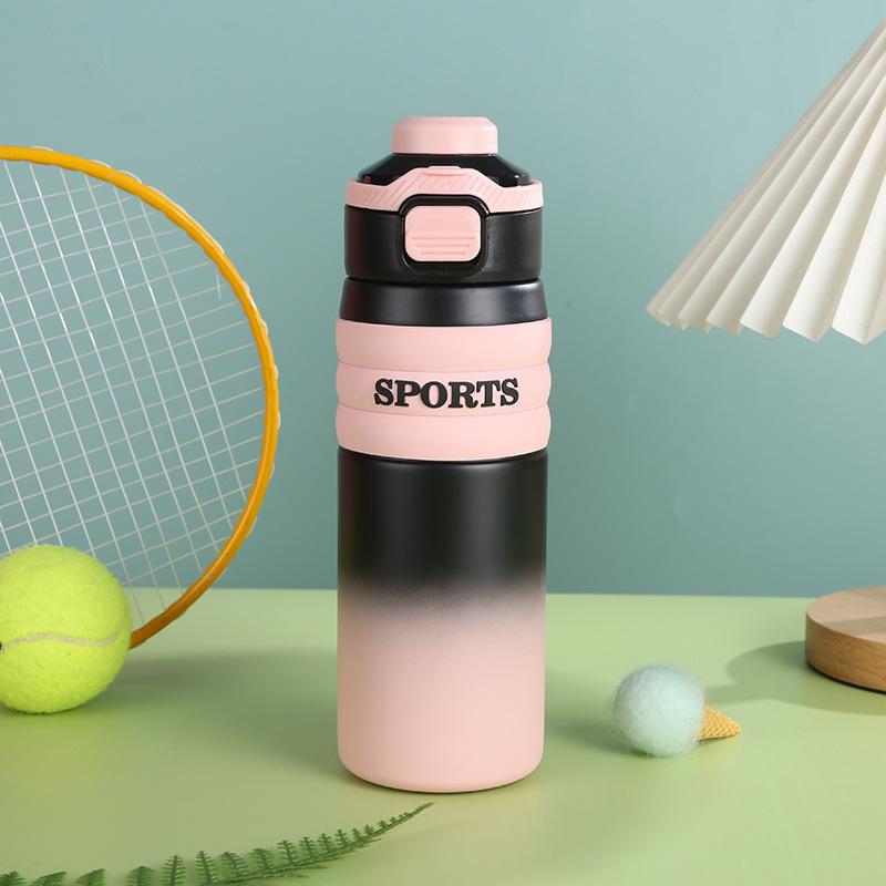 Nová nerezová termoska s velkým objemem, venkovní přenosný pohárek s odskakovacím víčkem, sportovní fitness pohár na vodu