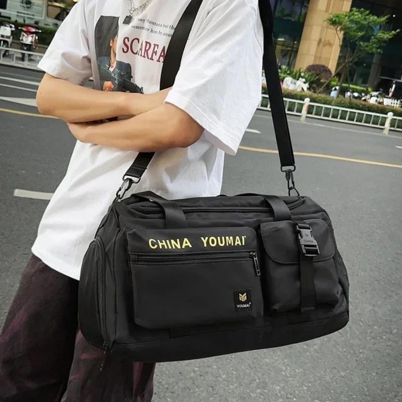 Casual softback large capacity travel duffels stitch line sewing high quality for women zipper travel nylon bags