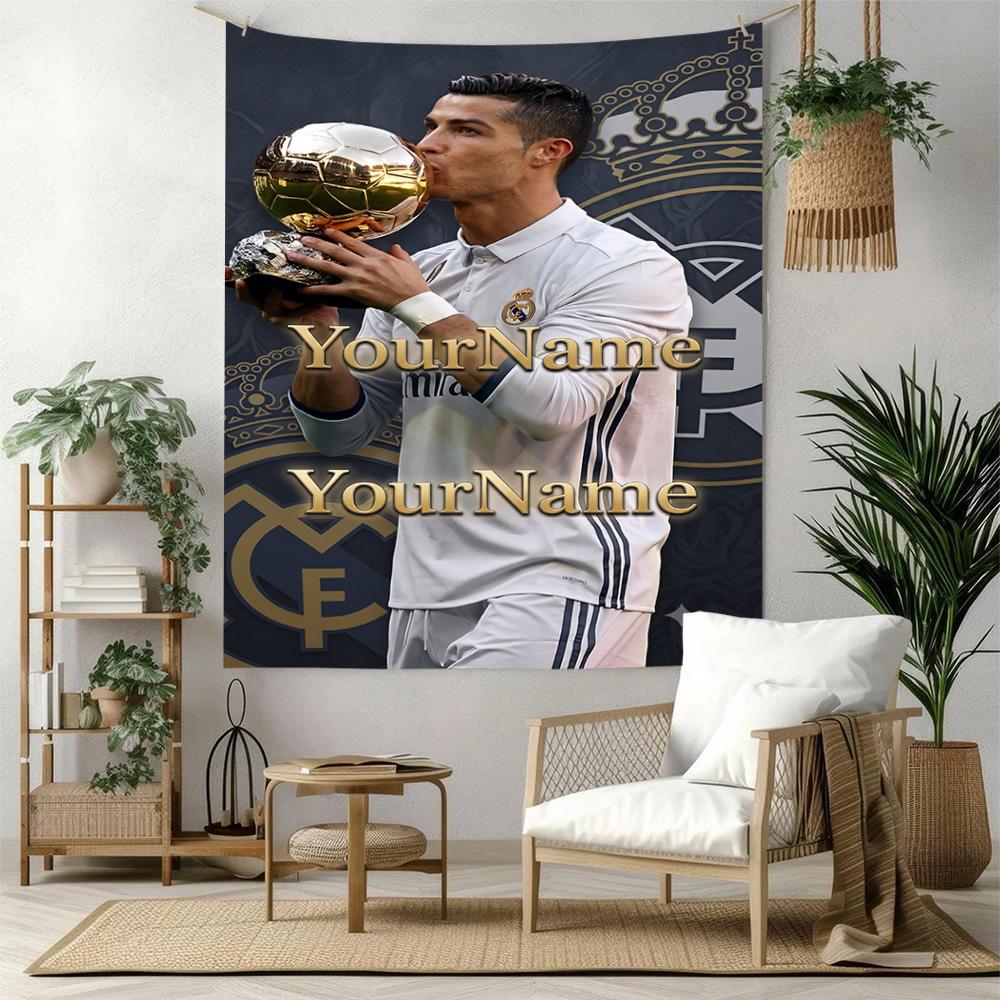 Cristiano Ronaldo Custom Jouw Naam Muurdecoratie Wandkleed Kunst Voor Huisdier Herdenking Verjaardag Bruiloft Feest Achtergrond Familiecadeau
