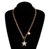 Accessories, Simple White Star Imitation Fritillary Necklace, Temperament Metal Rough Aluminum Chain Sweater Chain