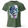 New Hiphop Rock Style Skull Print Pure Cotton Short Sleeved Menswomens Loose Oversized Soft and Comfortable Tshirt Top