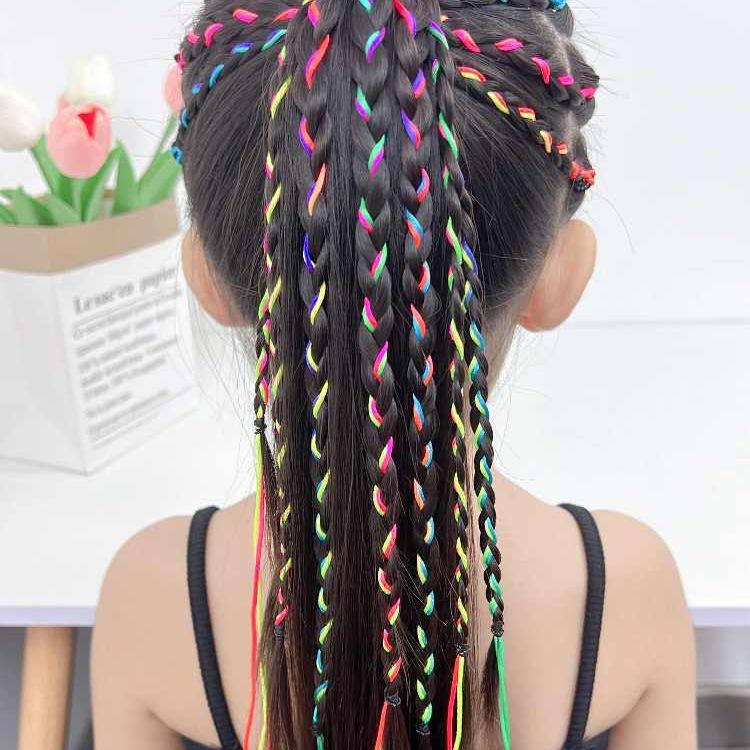 Rainbow Braided Headband & Hair Tie for Women and Children