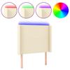 Zagłówek Do Łóżka Z Led Kremowy 83X16X118/128 Cm Sztuczna Skóra