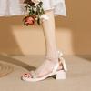 Rhinestone Sandals Women's Pearl Bow Leaky Toe Women's Shoes Fairy Shopping Sandals Women
