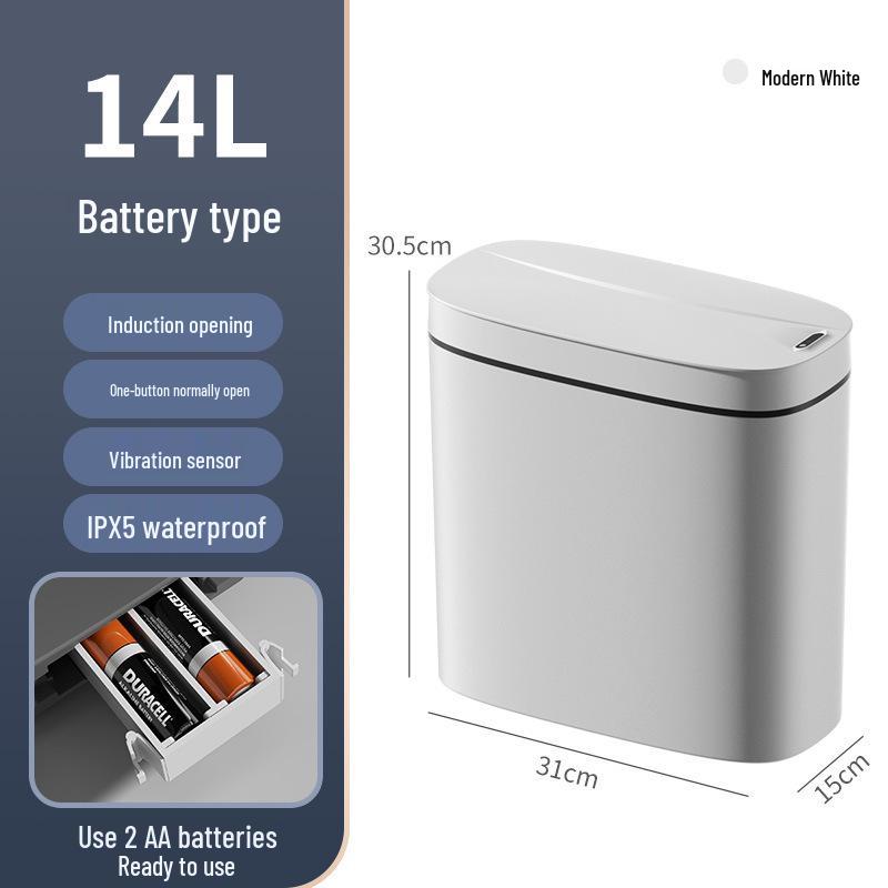 

Smart Sensor Trash Can, 14L - Waterproof, Long-lasting Battery, Living Room Use with Lid
