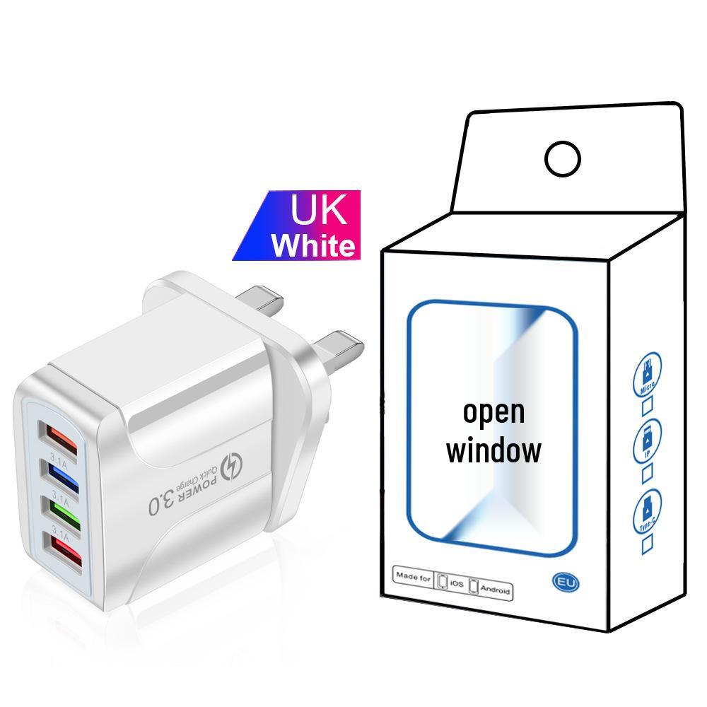 Colorful 4-Port USB Travel Charger 5V/2.4A Fast Charging, Australian Standard