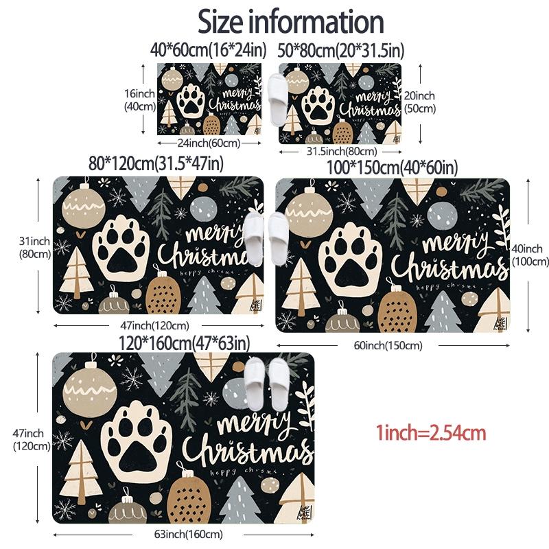 1pc Doormates Dark Cute Paw Christmas Decorative Mat, Machine Washable, Suitable for Indoor Decoration, Entryway, Garden and Liv