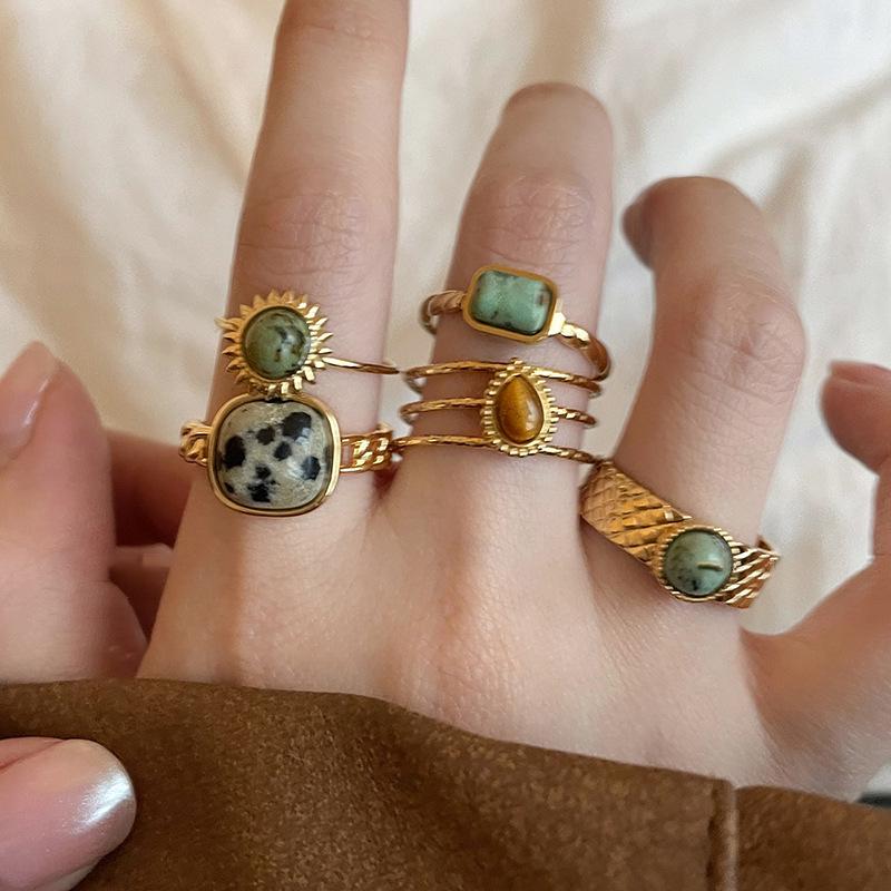 Inel rotund retro turcoaz deschis - Modă high-end în stil curte pentru degetul arătător