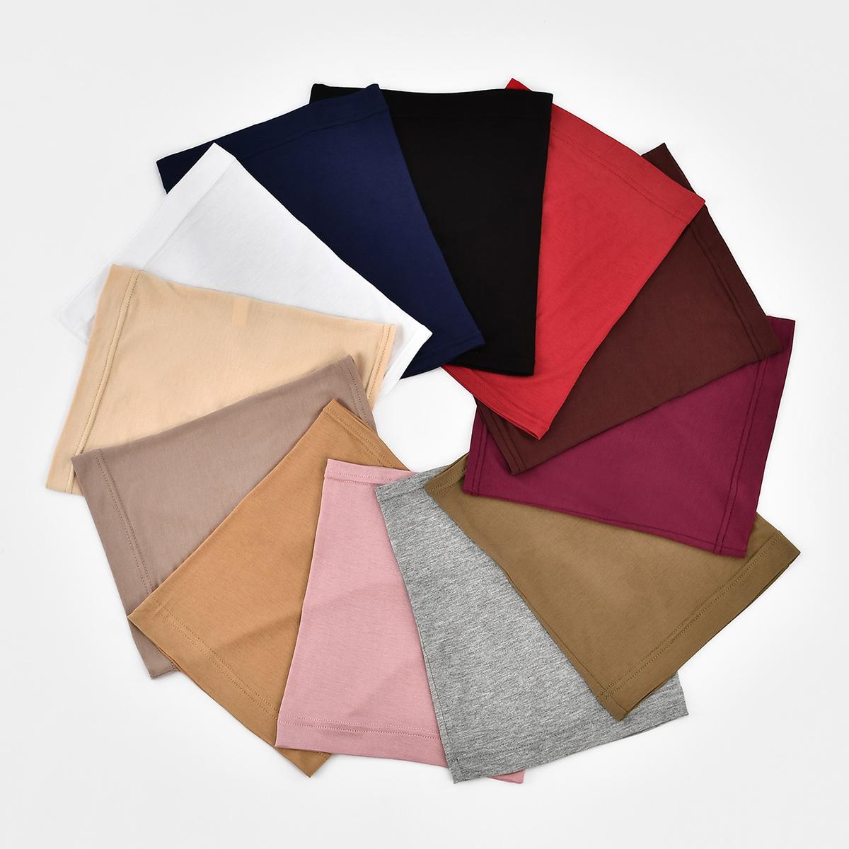 

12Pcs Soft Cotton Modal Bonnet Hijab Undercap For Muslim Woman Solid Color Inner Hijab Islamic Casual Elastic Caps 22*31Cm