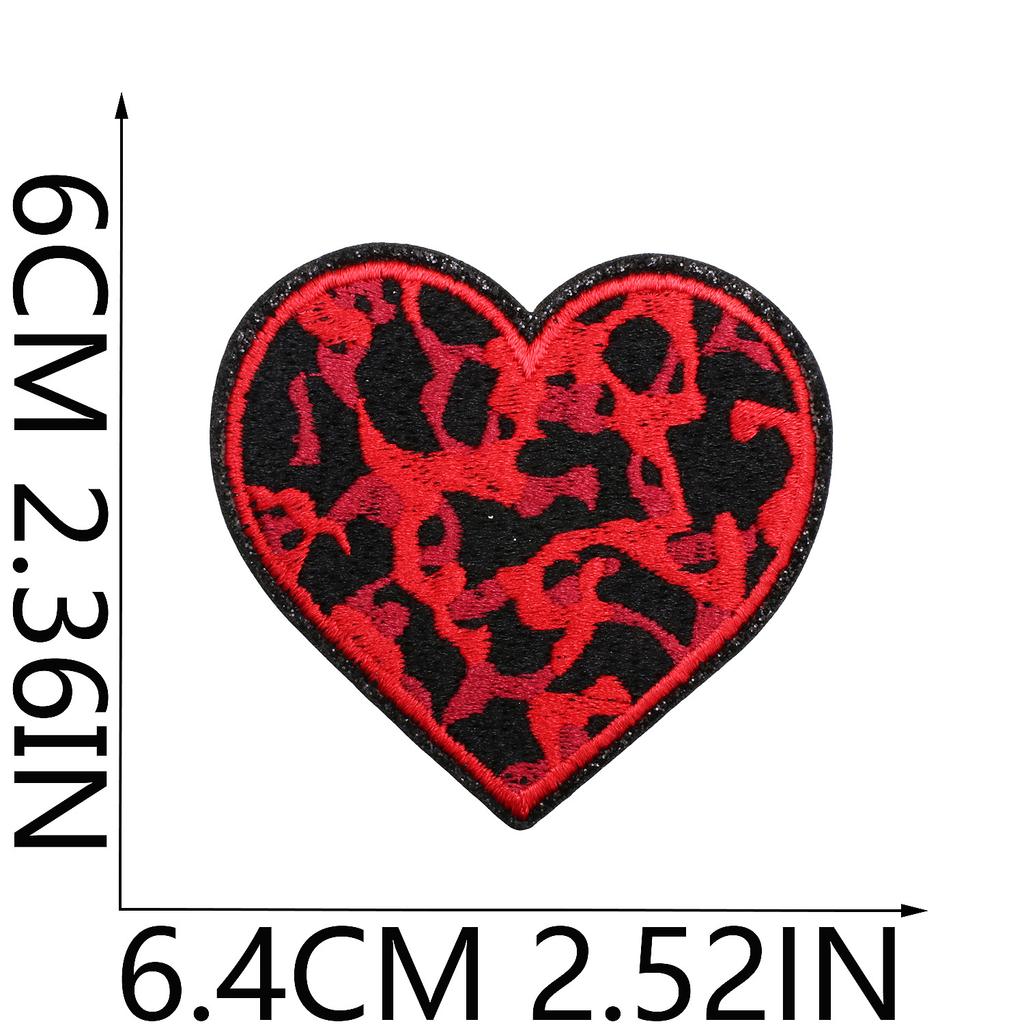 Leopard Print Embroidery Cloth Sticker Grit Leather Five-Pointed Star Patch Sticker Bag With Color Pattern Computer Embroidery Label