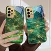 Deep Green Jade Texture For Samsung A36 A35 A34 A33 A32 A31 A26 A25 A23 A22 A21s A73 A72 A71 A42 A56 A13 Golden Glass Phone Case