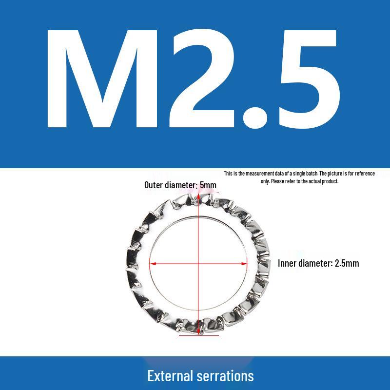 304 Stainless Steel Serrated Lock Washer with Anti-slip Teeth.