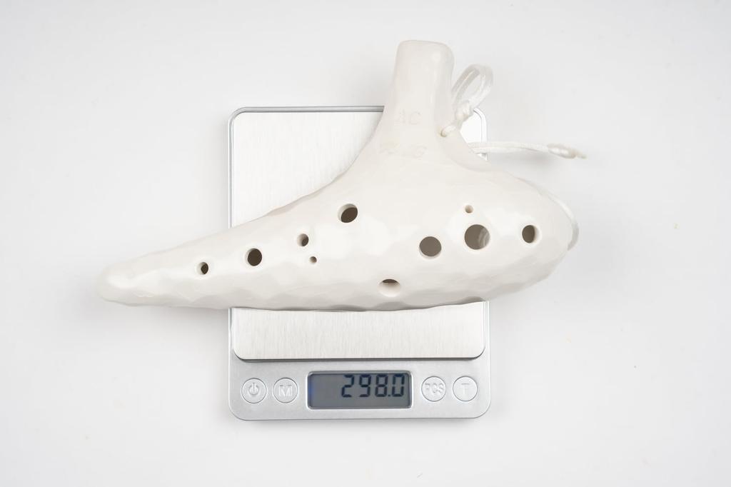 TNG Ocarina [AltoCAC  12-Hole  Emerald] High-Quality Ocarina for Tube Play (Includes Strap) Glazed Finish with Ocean Wave Pattern (White)