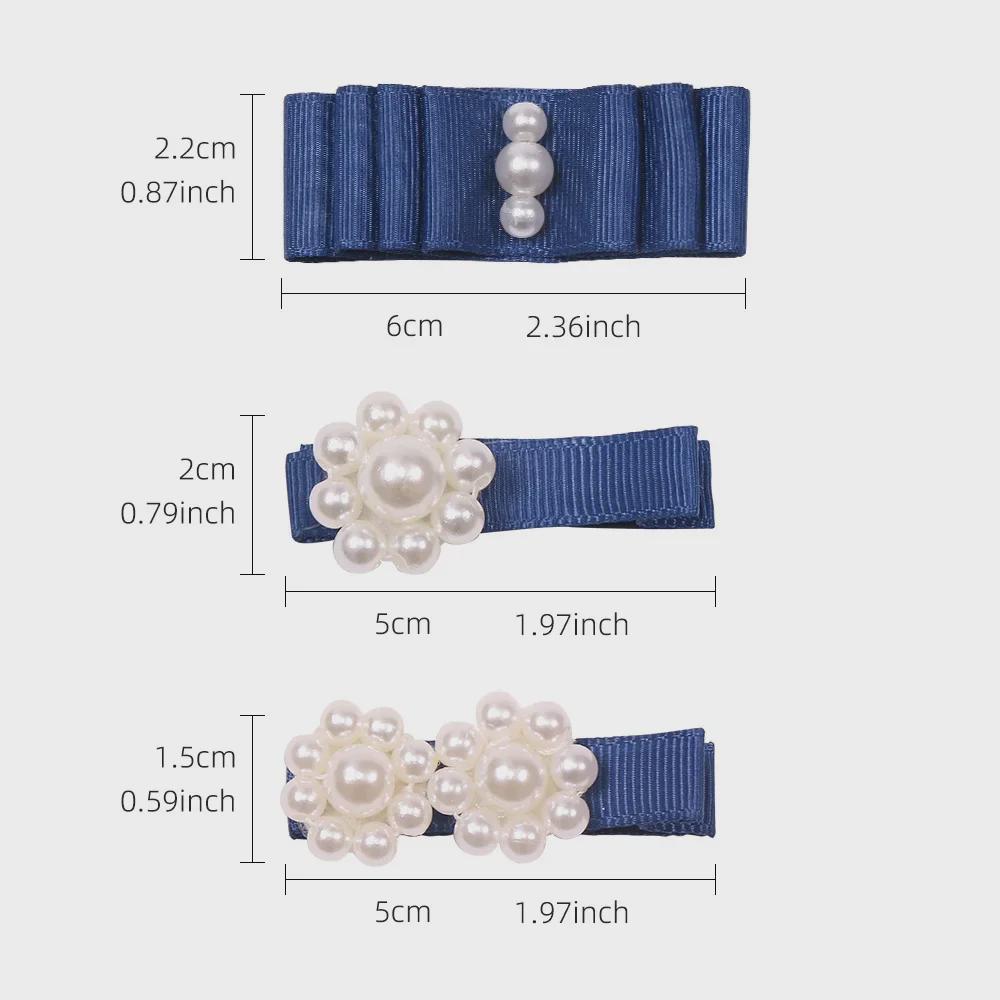 Girls' Handmade Pearl Bow Hairpin and Ribbon Bangs Clip