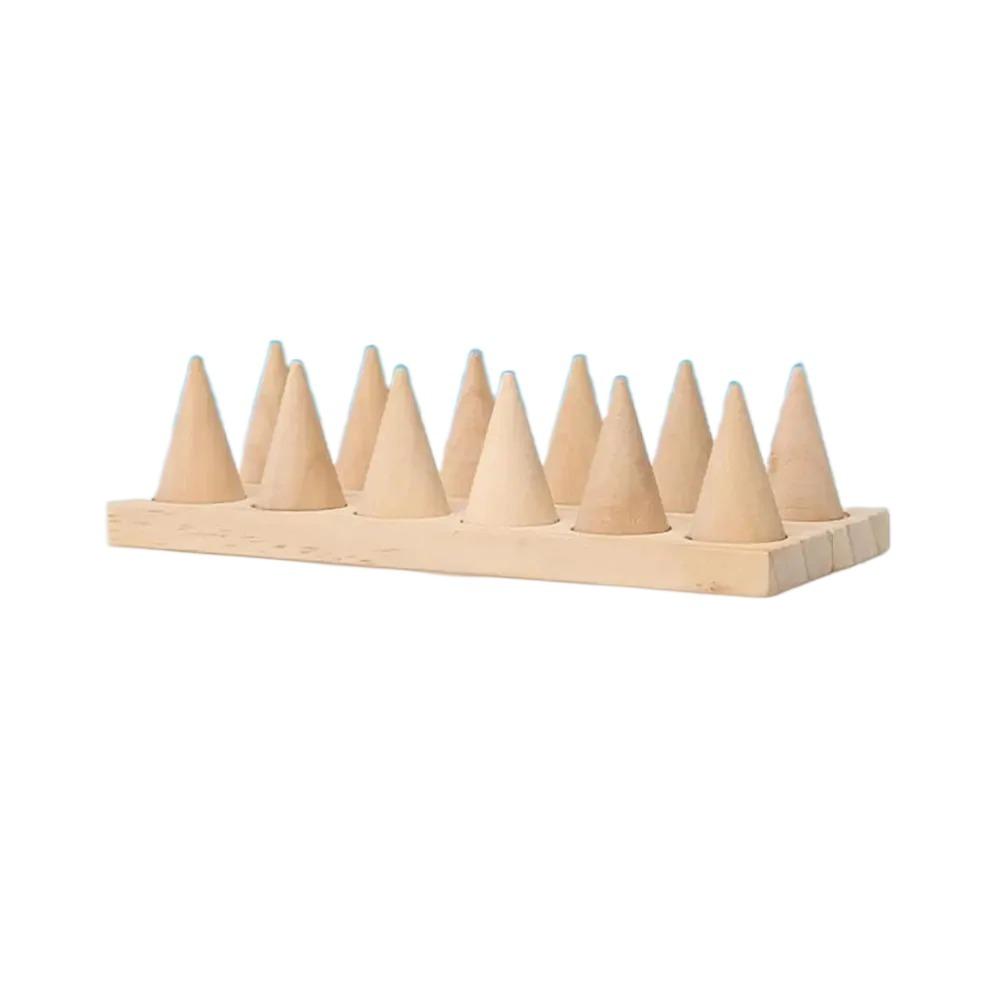 Decorative Wood Cone Ring Display Stand Retro Ring Storage Rack Crafts Bangle Storage Tray  Key