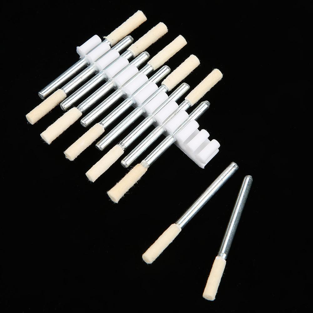 12pcs Cylindrical Wool Grinding Polishing Head Buffing Wheel 3mm Shank for Rotary Tool (3mm)