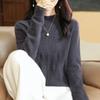 Half-high Neck Hollow Large Wavy Cardigan for Women In Autumn and Winter Loose and Versatile Knitted Base Shirt Skin-friendly Long-sleeved Sweater