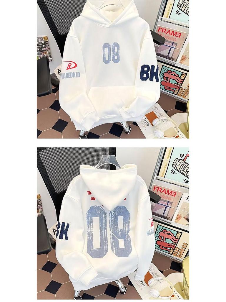 Autumn Unisex Letter Print Embroidered Hoodie - Casual Trendy Loose Fit