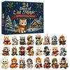 Cute Animal Collection 24 Days Christmas Advent Calendar with 2D Acrylic Dog/Cat/Cow/Duck/Flamingo Tree Hanging Decor Ornaments, Decorations