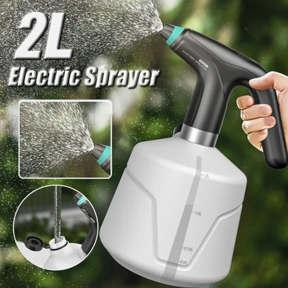 2L Electric Portable Automatic Mister Sprayer with Adjustable Spout Garden Mist Spray Can Bottle for Indoor Garden Car Cleaning