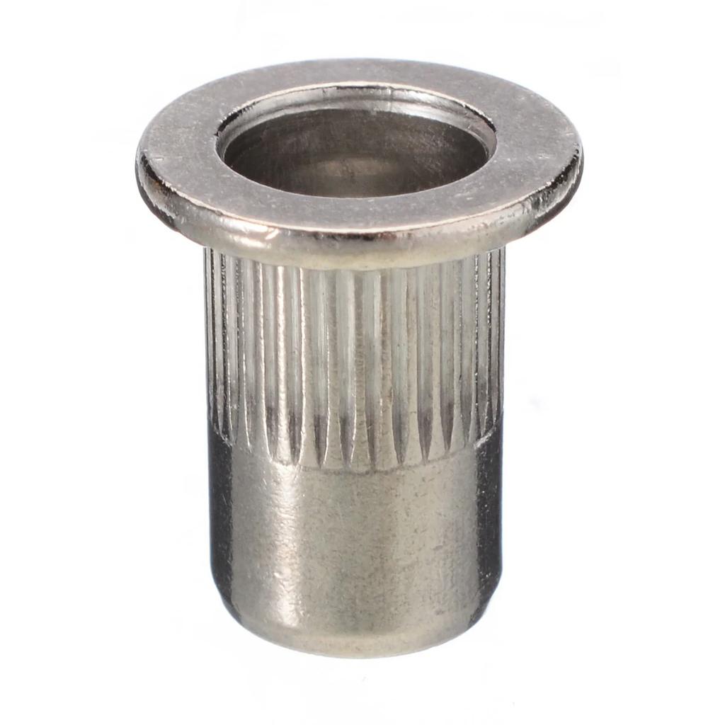 50pcs M6 Rivet Nuts M6 Female Thread 304 Stainless Steel Flat Head Rivet Nut Rivnut Insert Nutsert for Auto Elevators Railway
