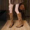 Fashion 2025 New All-Rider Boots Pointed Toe Platform Block Heel Mid-Leg Boots