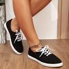 Women's White Round Toe Lace-Up Casual Sneakers - Breathable Fabric Upper, Anti-Slip TPR Sole, Low-Top Comfortable Walking Shoes for All-Season
