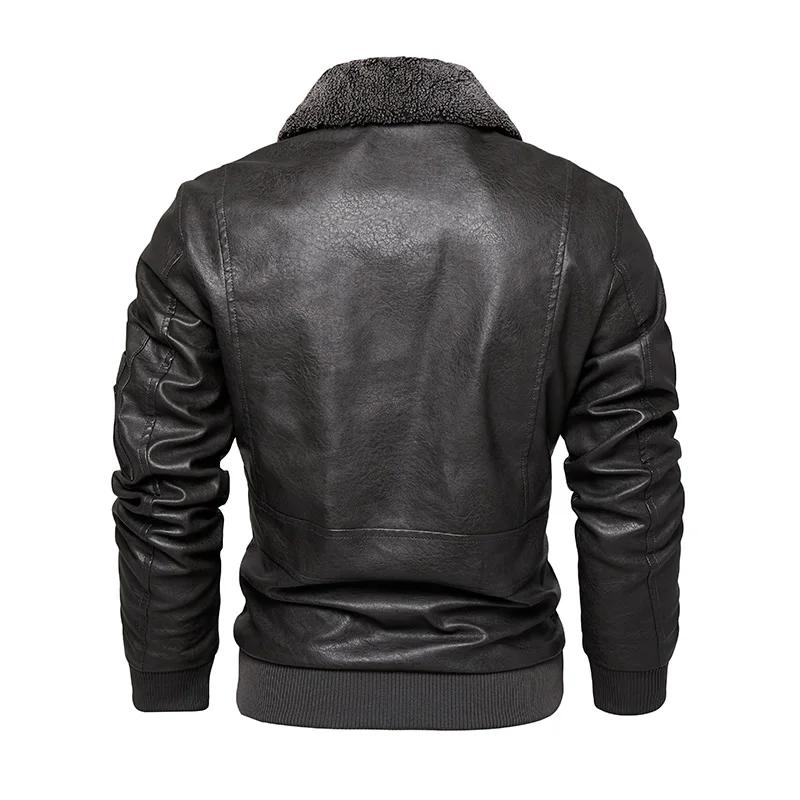 2026 Men Pu Leather Jacket Fashion High-Quality Detachable Fur Collar Coats Autumn Winter Men Thick Coat Embroidered Jackets Men Clothing