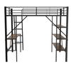 Bunk Bed 90x200 Cm Iron Frame, Desk & 3 Shelves, Side Rails & Safety Ladder, Children's room/Adults